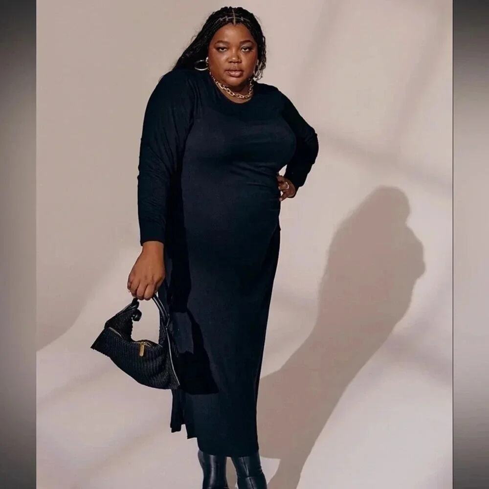 Future collection GABRIELLA KAREFA-JOHNSON black knit dress size 4X